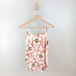 The Limited Floral Camisole Women Small White Coral Stretch Scoop Neck Cami Top